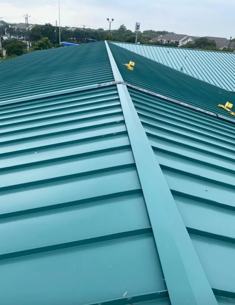 Green commercial metal roof ridge and valley for Metal Roof Repair in South Union